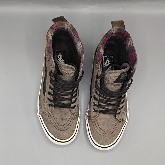 VANS "Off The Wall" Sk8-Hi MTE Pewter/Plaid Skate Shoes - Picture 4 of 11